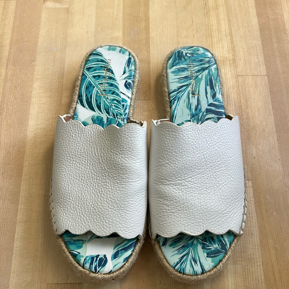 J. McLaughlin Aries white espadrille slip on espadrille flat sandals
